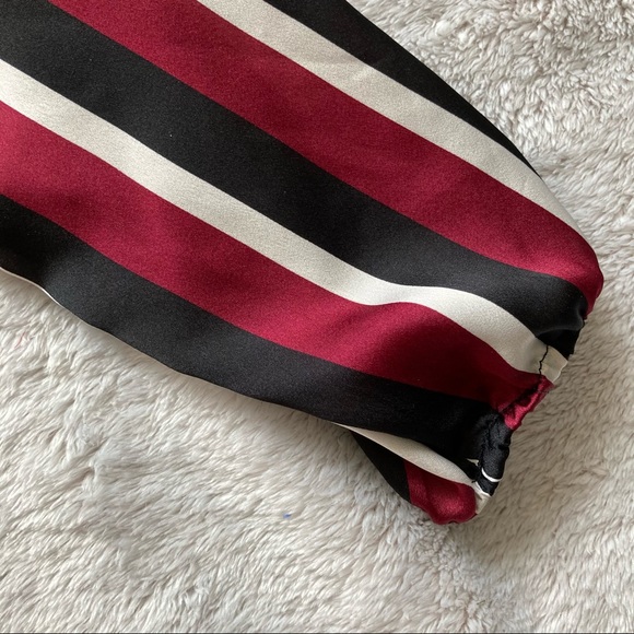 Missguided Maroon Striped Cropped Wrap Long Sleeve - Picture 4 of 7